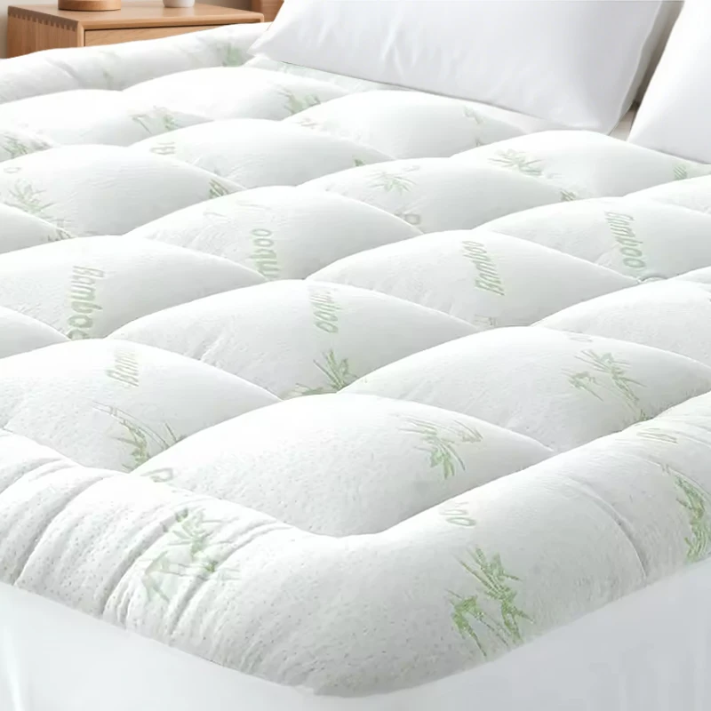 Bamboo-Cooling-Quilted-Mattress-Pad-with-Elastic-Skirt-600gsm-Extra-Thick-Twin-Size-Mattress-Topper-Protector-Custom-Size