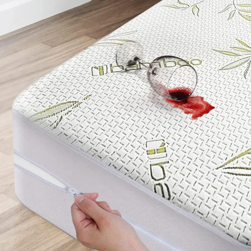 Bamboo-Fiber-Waterproof-Mattress-Protector-with-Zipper-Waterproof-Breathable-Mattress-Cover-Hypoallergenic-Bed-Protector