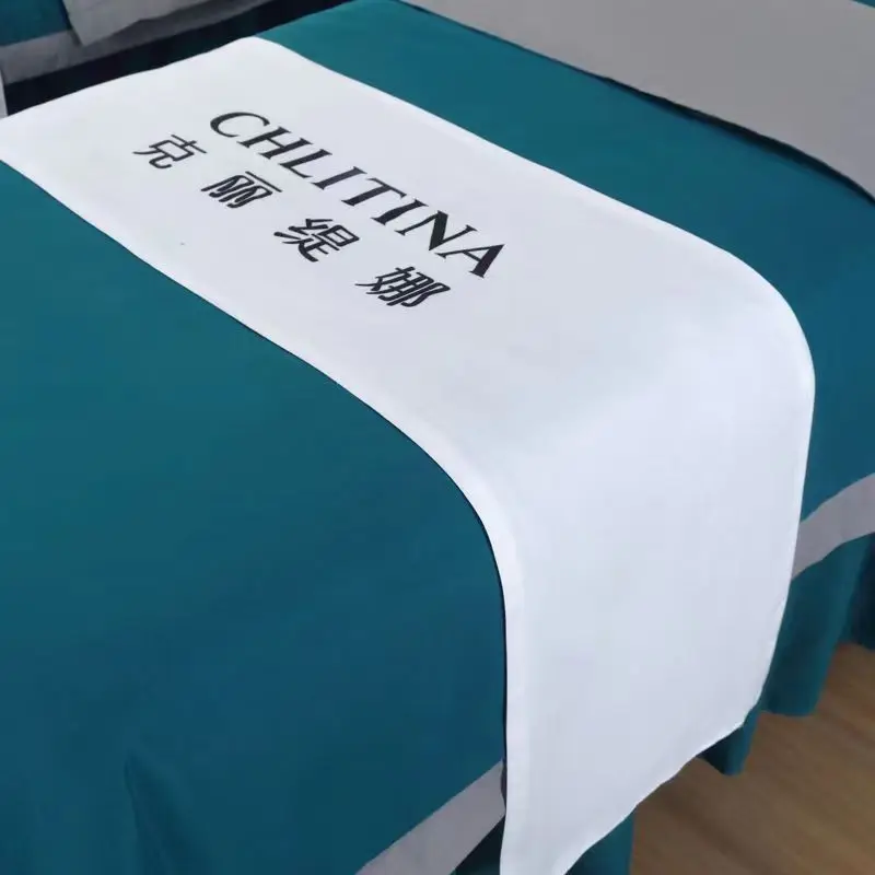 Beauty-Bed-Runner-Beauty-Salon-Body-Massage-Bed-Tail-Towel-Printed-Logo