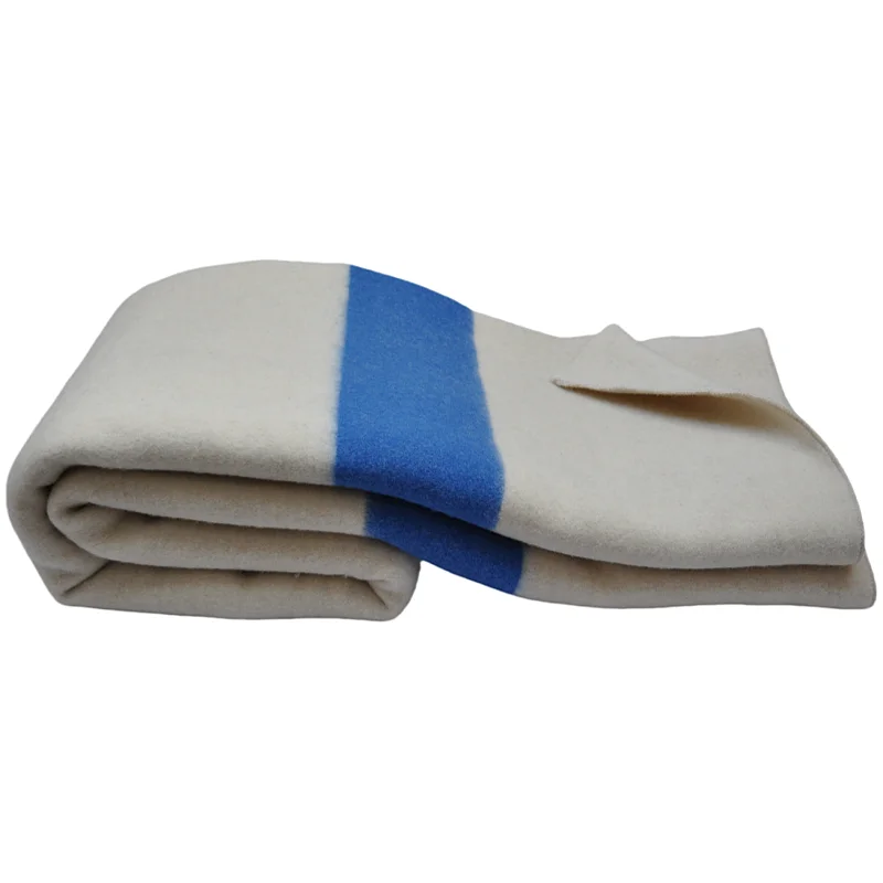 Bed-Blankets-100-Wool-Blue-Stripes-Thick-Warm-Adults-Duty-for-Winter-Sofa-Chunky-Home-Hotel-Use