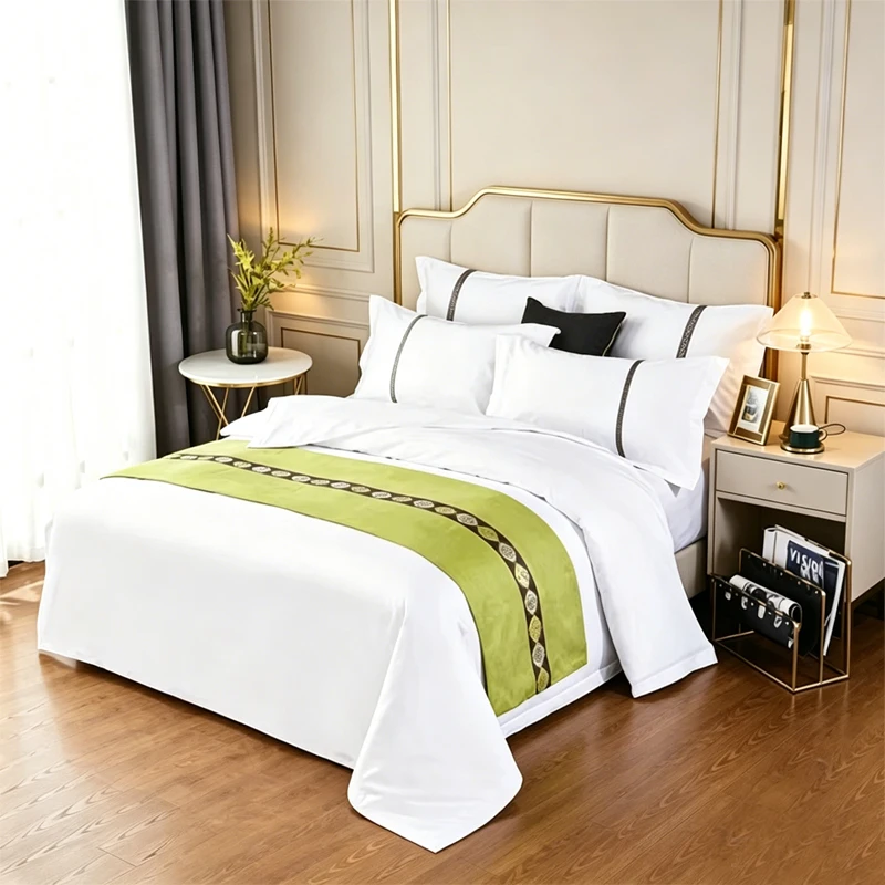 Bed-Flag-Hotel-Bedding-Tail-Towel-Homestay-Light-Simple-Waterproof-Polyester-Linen-200TC-Bed-Runner