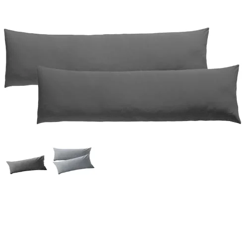Bed-Pillowcase-Long-Size-Set-of-2-Hotel-Collection-Stomach-or-Side-Sleepers-Soft-Zipper-Pillow-Cover