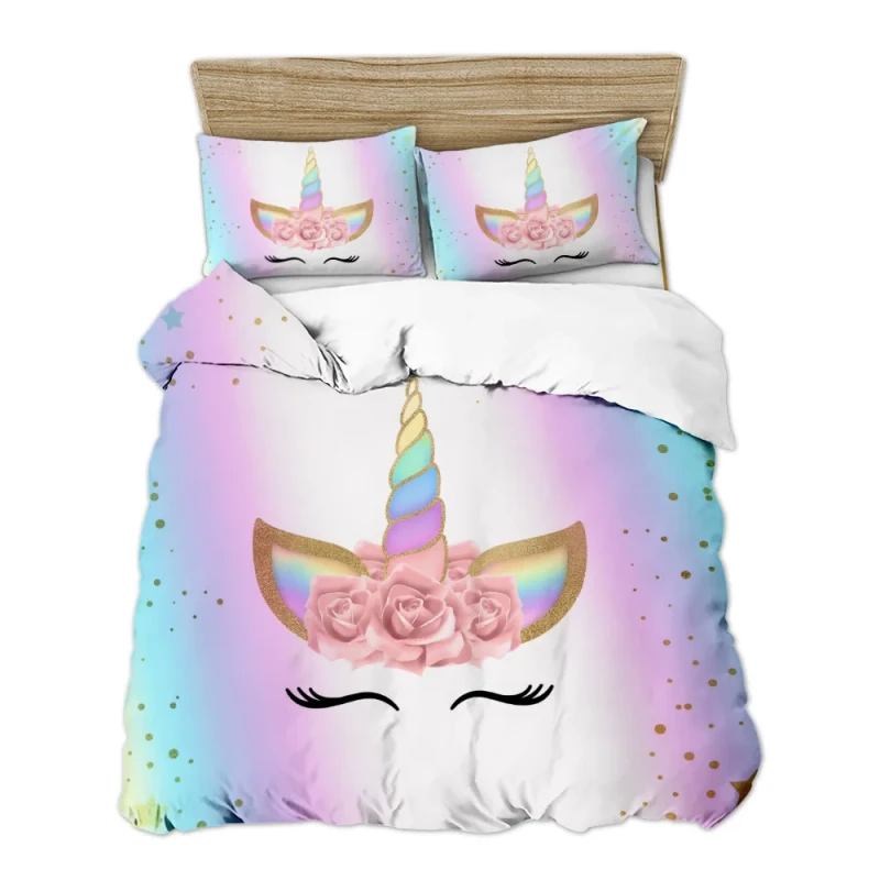 Bed-Sheet-Kids-Cartoon-Unicorn-Bedding-Set-Duvet-Cover-3d