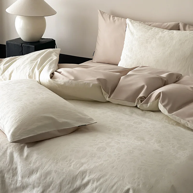 Bed-Sheet-Set-100-Cotton-Fabric-Woven-Folded-233TC-Queen-Size-Home-Use-OEM-Factory