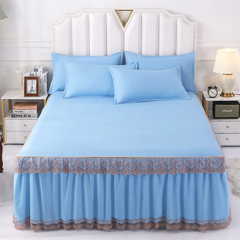 Bed-Skirt-Non-slip-Dustproof-Mattress-Princess-Style-Bed-Sheet-Pillowcase-Three-piece-Set