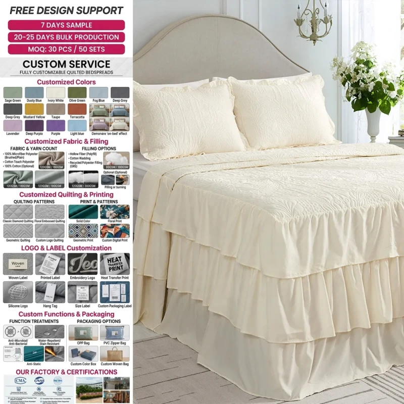 Bed-Skirt-Ruffled-Quilted-Brushed-Microfiber-Cream-Ivory-All-Season-Farmhouse-Modern-Bedroom-Decor