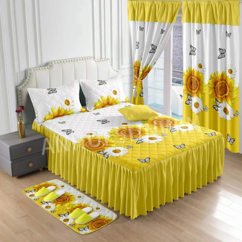 Bed-Skirt-Set-King-Size-Sheet-Set-Luxury-Printed-Floral-Bedspread-Skirt-Microfiber-Bed-Skirt-Set-With-Curtain