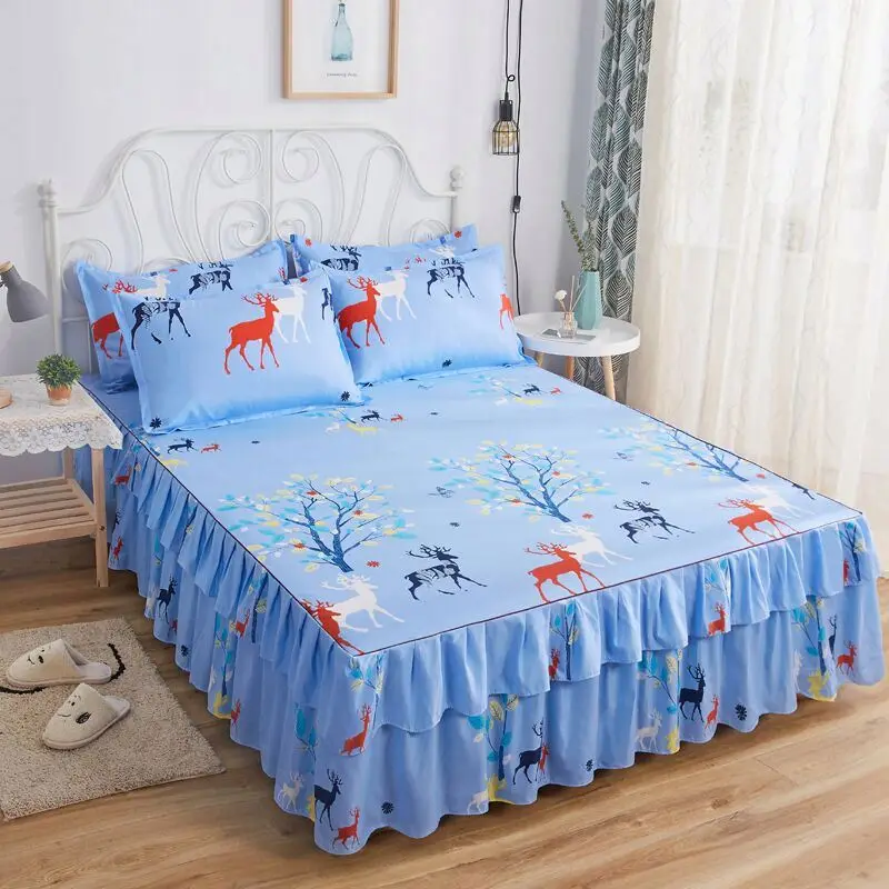 Bed-Skirts-Set-Double-Layer-Bedspread-Floral-Printed-Bed-Sheet-Bilateral-Bed-Skirt-Bedsheet-3