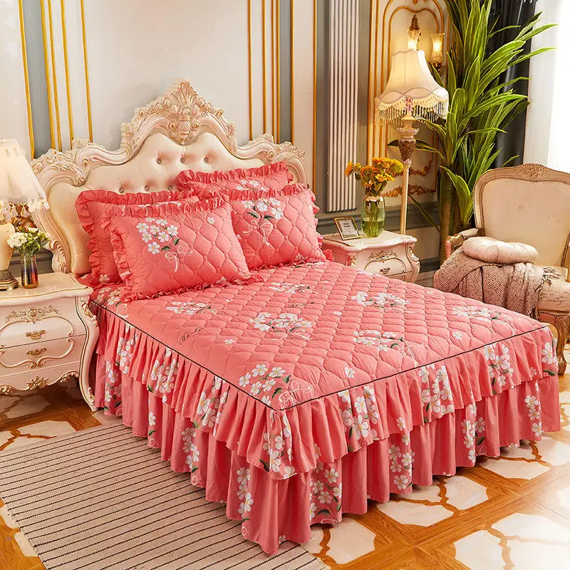 Bed-Skirts-Set-Double-Layer-Bedspread-Floral-Printed-Bed-Sheet-Bilateral-Bed-Skirt-Bedsheet-Pleated-Bedskirt