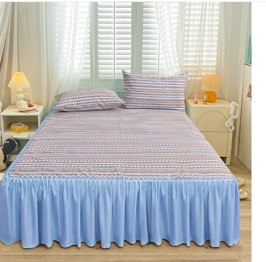 Bed-Skirts-Set-Double-Layer-Bedspread-Printed-Bed-Sheet-Bilateral-Bed-Skirt-Bedsheet