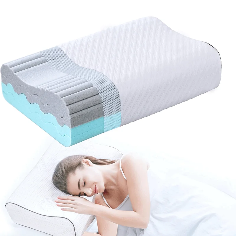 Bed-Sleeping-Contour-Pillow-Side-Sleeper-Anti-Snore-Cervical-Orthopedic-Gel-Memory-Foam-Pillow