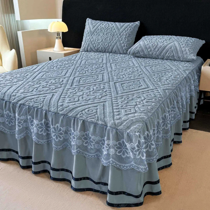 Bed-Tower-Piece-Set-Foreign-Trade-Spot-Skirt-Cross-Border-Velvet-Three-Piece-Single-Bed-Skirt-Lace-Eco-Friendly-Dyeing