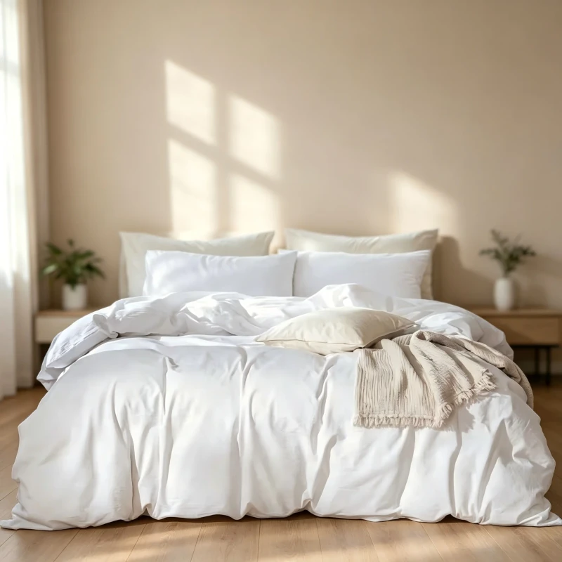 Bedding-Duvet-Cover-Set-100-Washed-Cotton-Linen-Textured-Breathable-Durable-Soft-Comfy-Solid-Bright-White