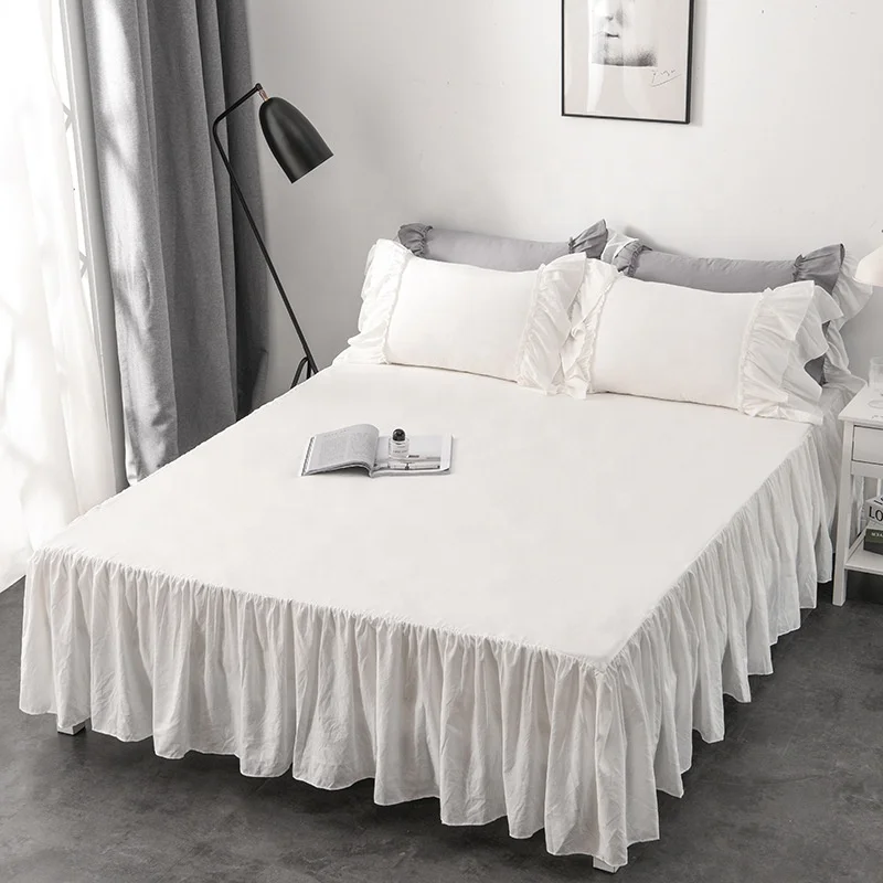 Bedding-Mattress-Cover-All-Cotton-Washable-Bed-Skirt-Non-slip-Lace-Sheet-White-Solid-Color-Queen-Bed-Skirt-1