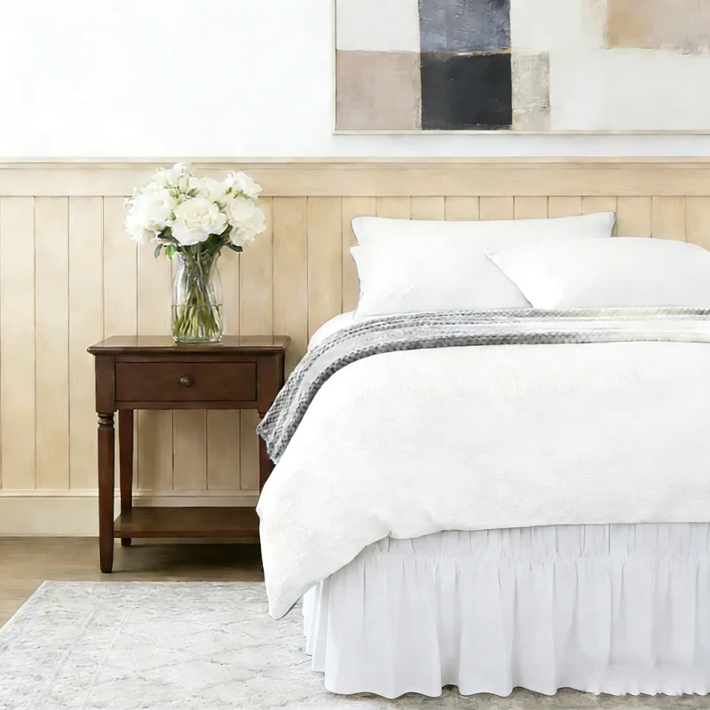Bedding-Queen-Elastic-Bed-Ruffle-Easy-Wrap-Microfiber-Bed-Skirt-Adjustable-Elastic-Belt-Washable-Custom-Color-Tailored-Drop