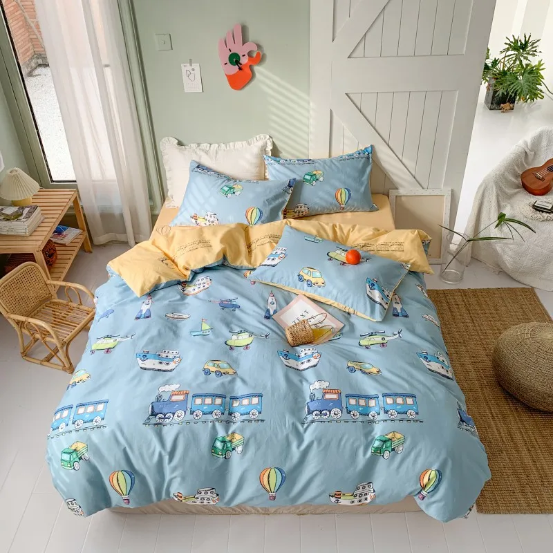Bedding-Set-Cotton-Small-Cute-Cartoon-Four-piece-Set-Customised-Childrens-Bed-Sheet-and-Quilt-Cover-Set