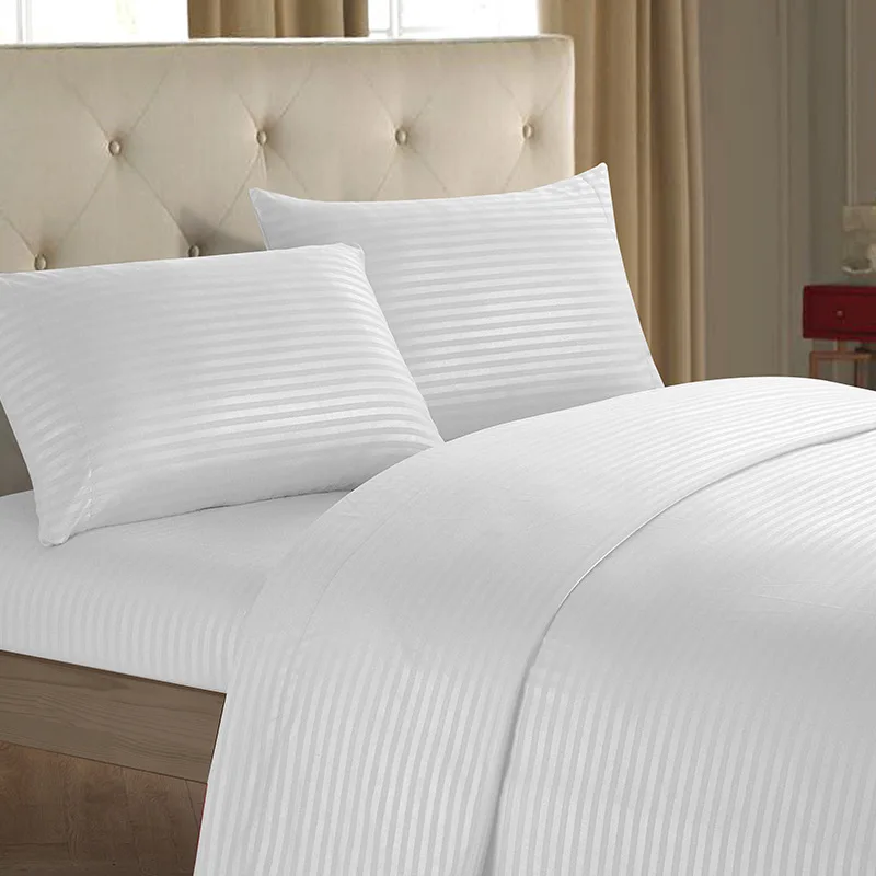 Bedding-Set-Polyester-Satin-Fabric-Fitted-Sheet-Flat-Sheet-Home-Bed-Set-4-PCS-Thickened-Modern-Minimalist-Stripes