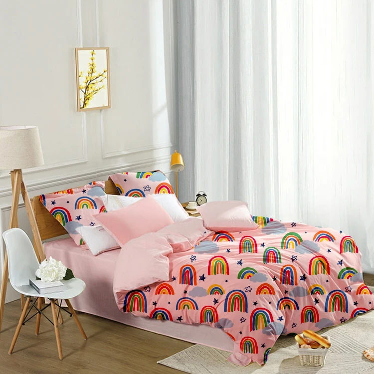 Bedding-Set-Rainbow-Pattern-Printed-Kids-Bed-Linen-in-a-Bag-Kids-Bedding-Set