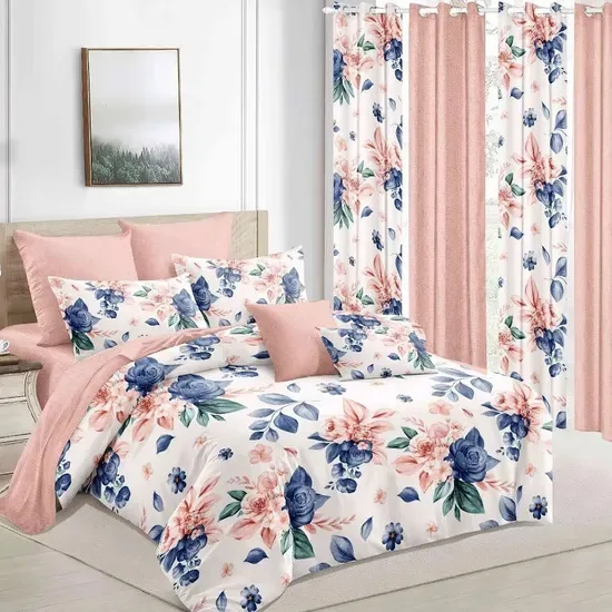 Bedding-Set-with-Matched-Curtains-6PCS-for-Bedroom-Pink-Luxury-Floral-King-Queen-Size-Curtain-Sheet-Set-Bedding-Sets