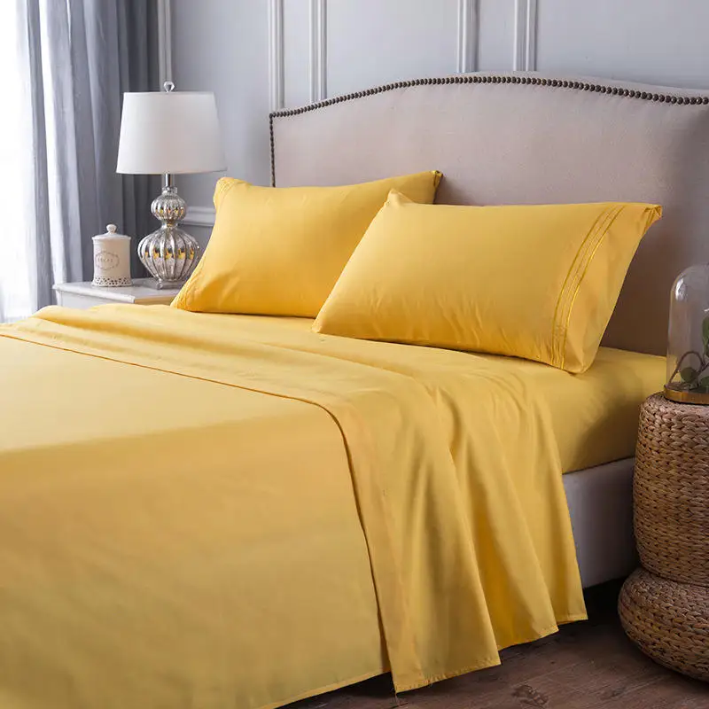 Bedroom-Sets-Solid-Color-Polyester-Microfiber-Bed-Sheet-Bedding-Set