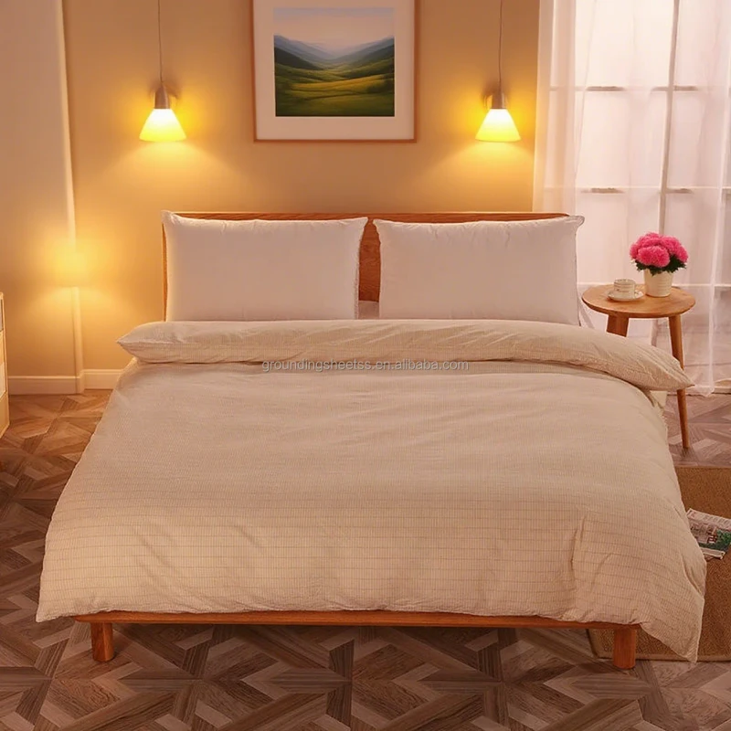 Beige-King-Size-Grounding-Duvet-Cover-with-5-Silver-Fiber-Conductive-Cover-Stylish-Comfortable-Bedding-Accessory