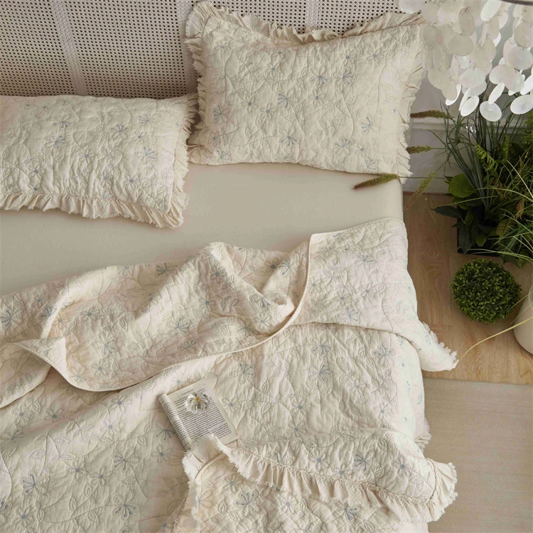 Beige-Ruffled-Bedspread-Set-3PC-100-Cotton-Quilted-Bedding-Rustic-Coverlet-Sets-Summer-Bedspread-with-Pillow-Shams
