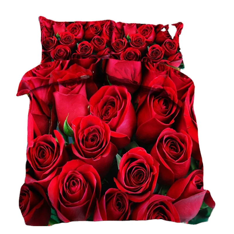 Big-Red-Rose-Printed-Duvet-Cover-Set-3D-Floral-and-Plant-Pattern-Polyester-Bedding-for-Home-Use-3pcs-Set