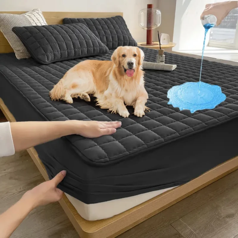 Black-Waterproof-Bed-Fitted-Sheet-Antibacterial-Mattress-Protector-Noiseless-King-Queen-Water-Proof-Bed-Mattress-Cover-Custom