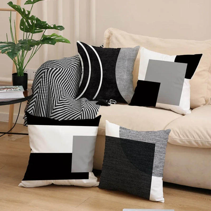 Black-White-Minimalist-Home-Decorative-Pillow-Cushion-Sets-Customizable-Embroidered-Plush-Throw-Pillows