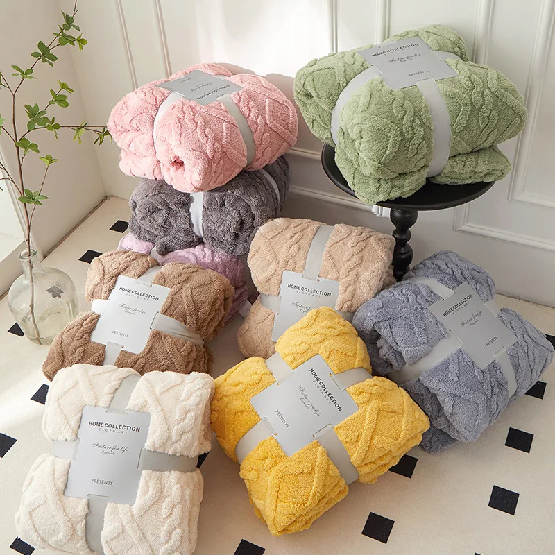 Blankets-Throws-Solid-Color-Striped-Pattern-Mink-Flannel-Fleece-Plush-Soft-Throw-Blanket-1