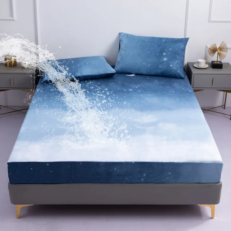 Blue-Gray-Black-Green-Red-Queen-Size-Waterproof-Mattress-Protector-Deep-Pocket-Sheet-Style-Machine-Washable
