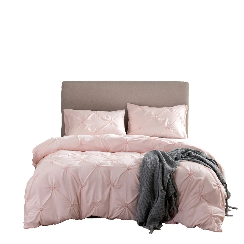 Bohemian-Comfy-Bedding-Set-3pcs-Pinch-Pleat-Comforter-Set-All-Season-Pintuck-Style-Floral-Embroidery-Duvet-Cover-Set