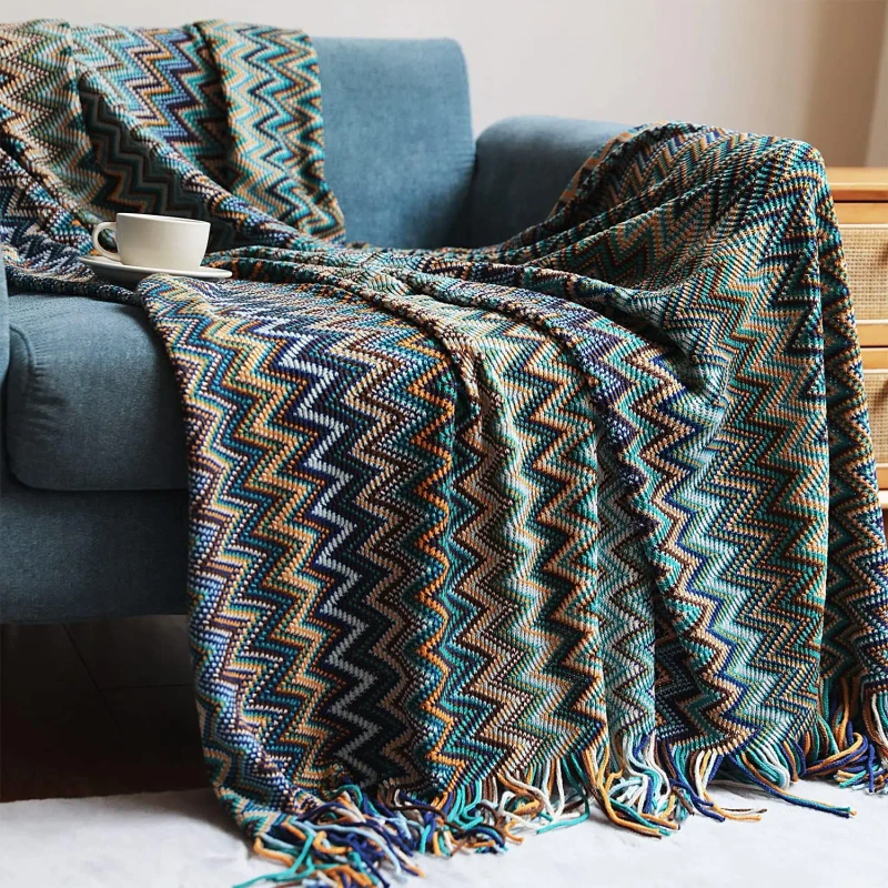 Bohemian-Knitted-Afghan-Throw-Blanket-Reversible-Soft-Cozy-Sofa-Throw-With-Tassels-Lightweight-Outdoor-Decorative-Blanket