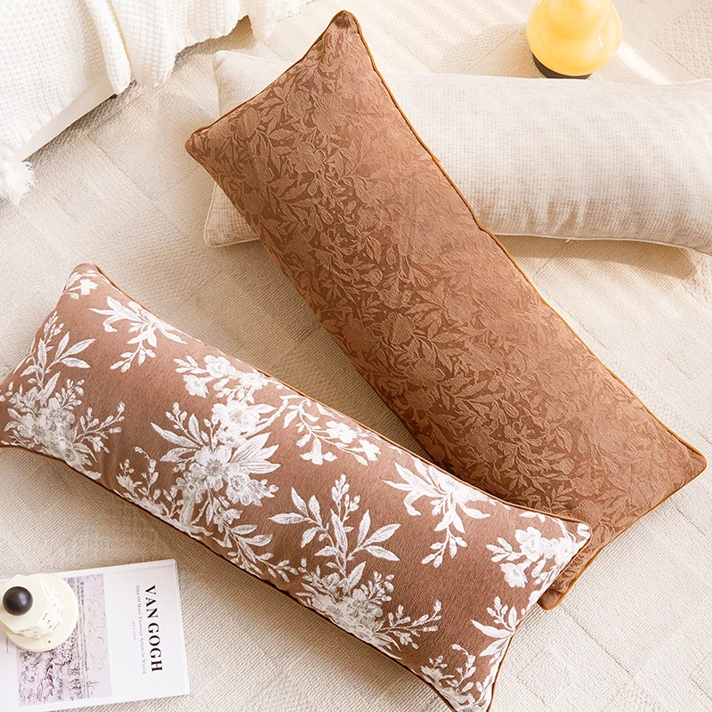 Boho-Floral-Lumbar-Pillow-Soft-Comfortable-White-Flower-Pattern-Decorative-Throw-Pillow-for-Bed-Couch