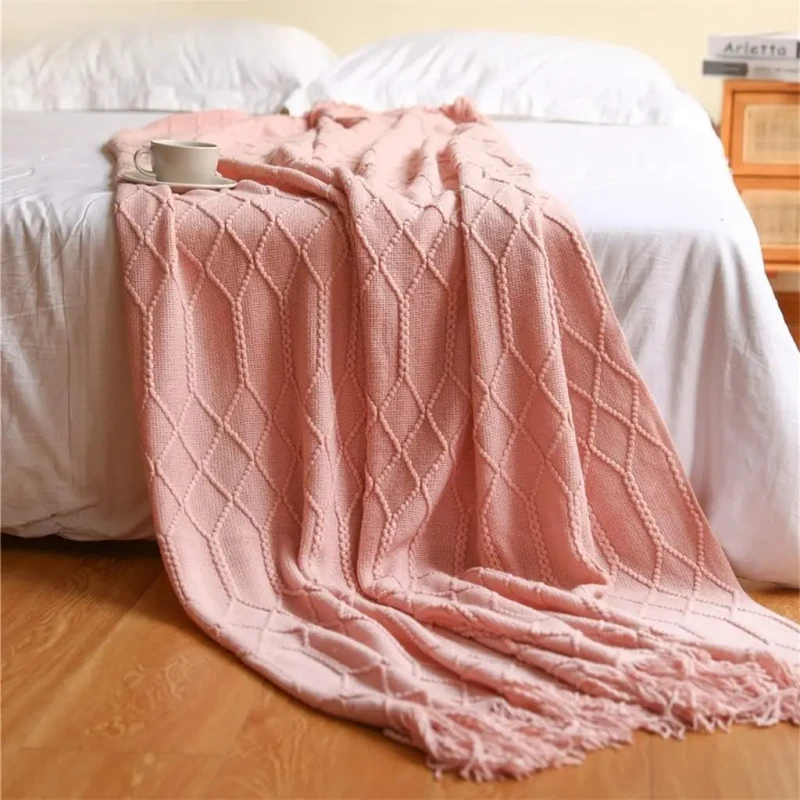 Boho-Knitted-Throw-Blanket-With-Elegant-Tassels-Soft-Acrylic-Decorative-Sofa-Cover-Warm-Textured-Bed-Runner-For-Living-Room