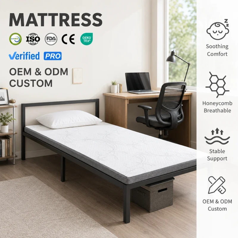 Breathable-Bed-Mattress-Topper-HomeHotel-with-Egg-Crate-Support-Body-Memory-Foam-Mattress-with-Customizable-Size-and-Firmness