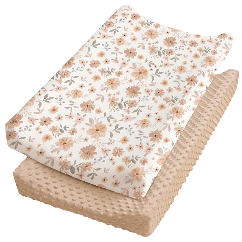 Breathable-Changing-Pad-Sheets-for-Baby-Soft-Minky-Dots-Plush-Diaper-Changing-Table-Cover-Set-2-Pack-Minky-Changing-Pad-Cover