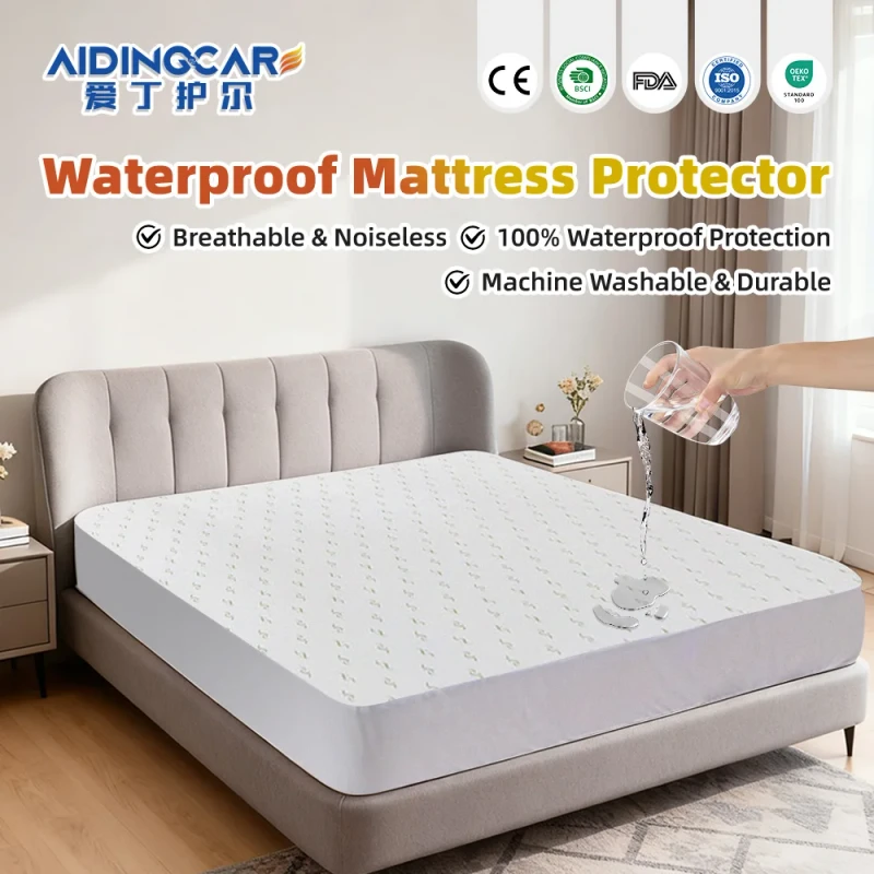 Breathable-Fully-Waterproof-Bamboo-Jacquard-Knitted-Mattress-Protector-Cover-Oeko-Tex-Certified-Anti-Dust-Mite