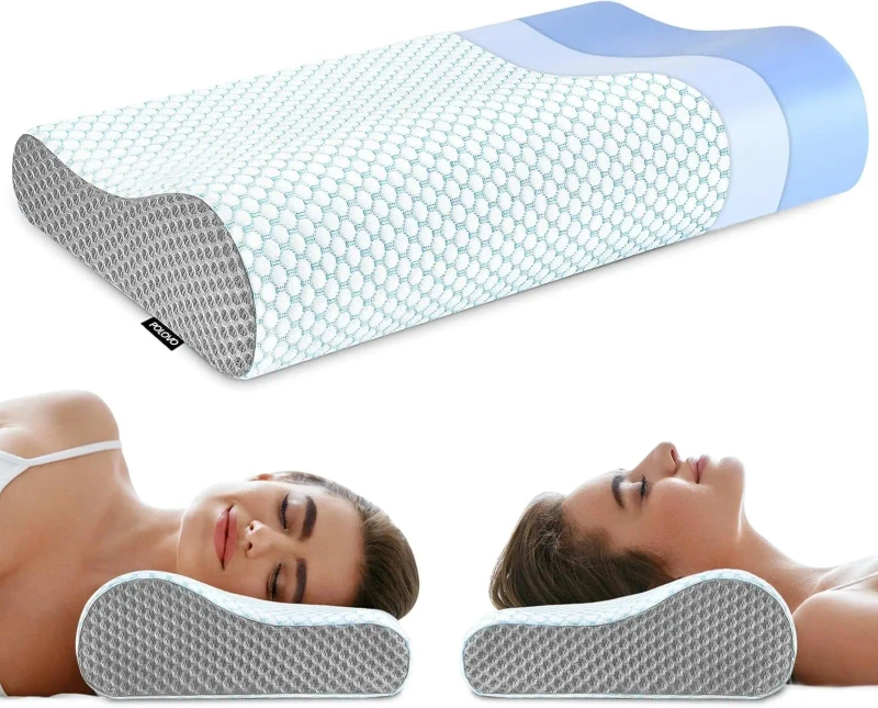 Breathable-Modern-Orthopedic-Wave-Solid-Cervical-Neck-Contour-Pillow-Ergonomic-Memory-Foam-Adjustable-Comfortable-Custom-Star