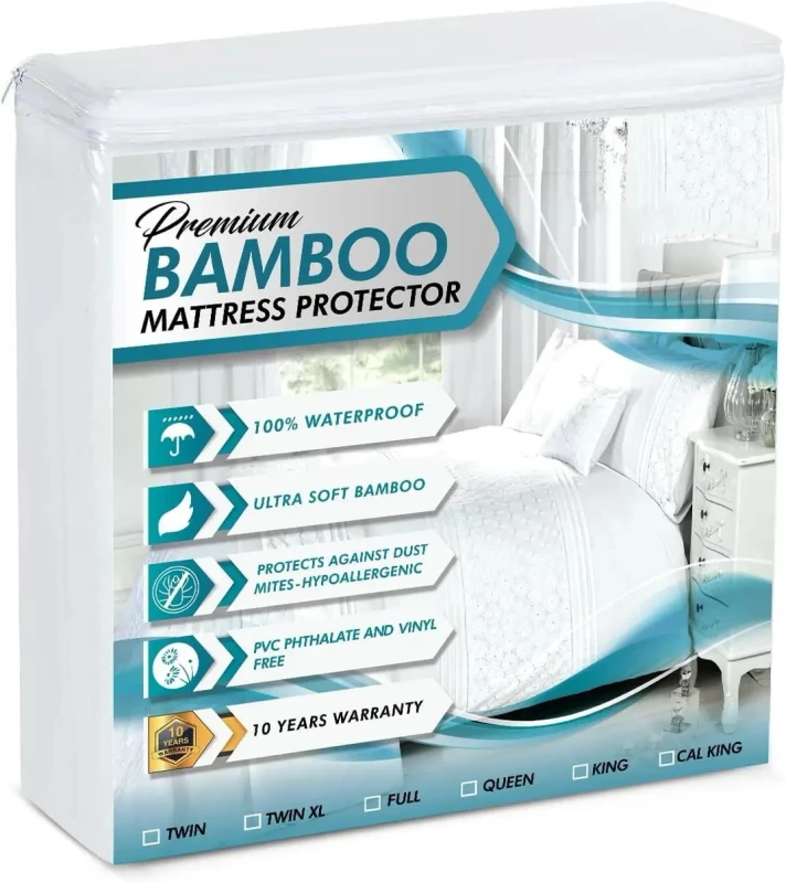 Breathable-Noiseless-Washable-Bed-Mattress-Cover-Waterproof-Mattress-Protector
