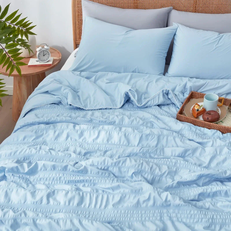 Breathable-Silk-Smooth-Summer-Bedding-Queen-Size-Cooling-Technology-Polyester-Cooling-Comforter-Seersucker-Quilt