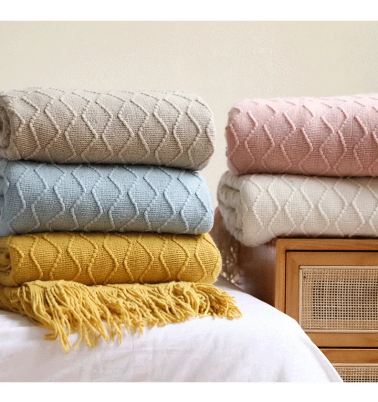 Breathe-Freely-Soft-Elasticity-Cozy-Lightweight-Acrylic-Polyester-Knitted-Throw-Blanket-with-Tassels