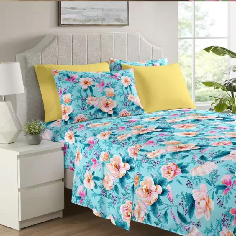 Bright-Color-6-Pcs-Flat-Fitted-Sheet-Set-High-Quality-Flat-Fitted-Sheet-Set-Price-Flat-Fitted-Sheet-with-4-Pillowcases