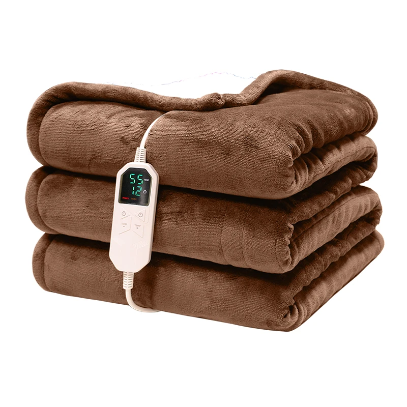 Brown-Extra-Soft-Electric-Blanket-Fast-Warming-Lightweight-Quilted-Flannel-Heating-Pad-Washable-Heated-Blanket