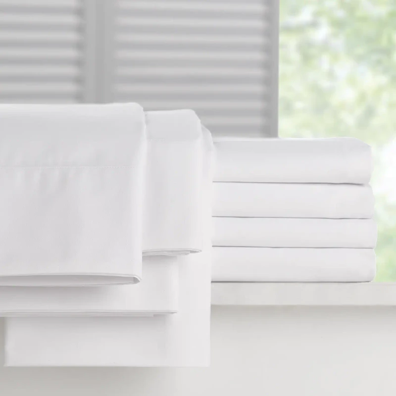 Bulk-180-Thread-Count-Polycotton-Bedsheets-White-Flat-Dyed-Style-Plain-Sheet-for-Adults-for-Hotel-Use