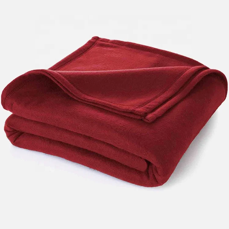 Burgundy-Custom-Solid-Color-Promotion-Fleece-Blanket-with-Logo