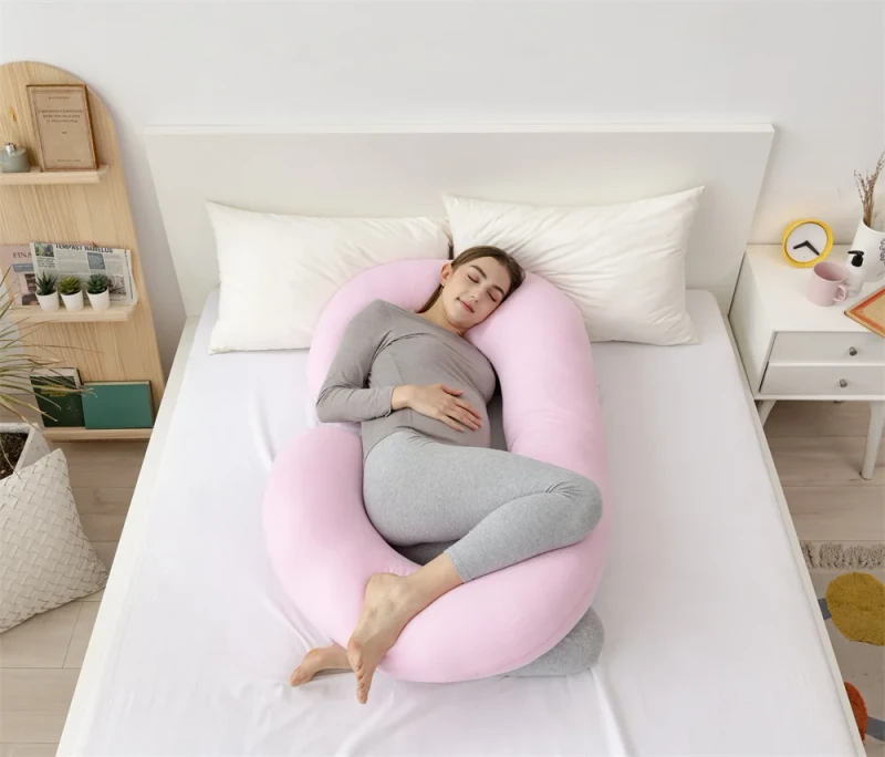 C-Shaped-Pink-Full-Body-Pregnancy-Pillow-Soft-Bedding-for-Side-Sleepers-Womens-Sleeping-Companion