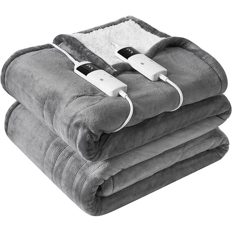 CE-Flannel-Quilted-Electric-Heating-Blanket-Throw-Machine-Washable-Dual-Control-10-Heating-Levels-Auto-Shutt-100-Polyester