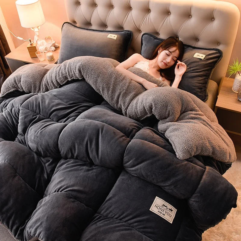 California-King-Queen-Hotel-Collection-Handmade-Reversible-Cotton-Filled-Breathable-Comforter-Sets-Warm