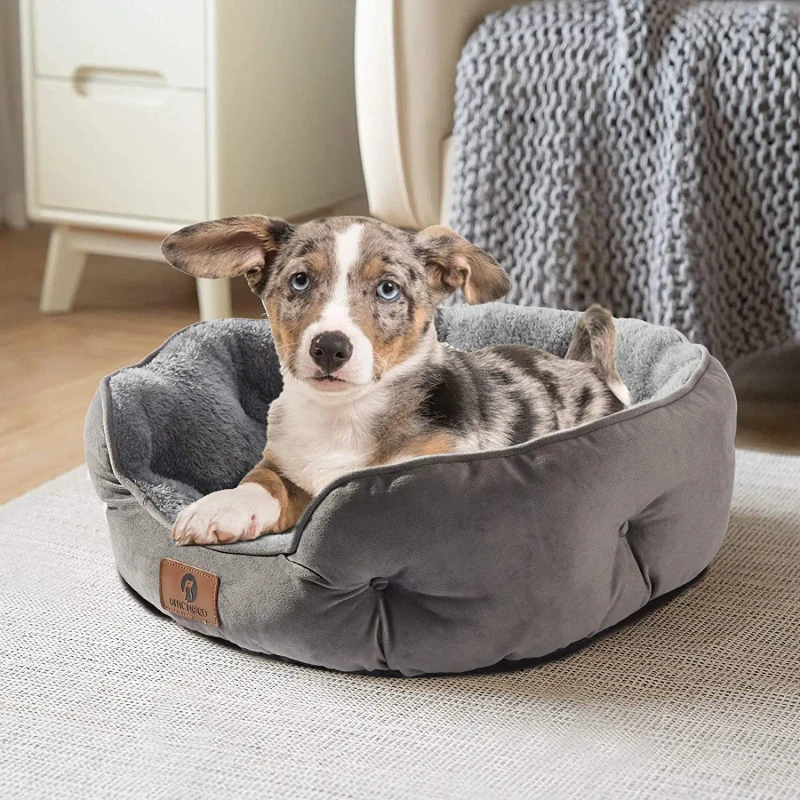 Cama-Para-Perro-Extra-Soft-Machine-Washable-with-Anti-Slip-Water-Resistant-Oxford-Bottom-Grey-25-Inches